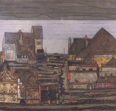 Egon Schiele Suburb I (mk12) Norge oil painting art